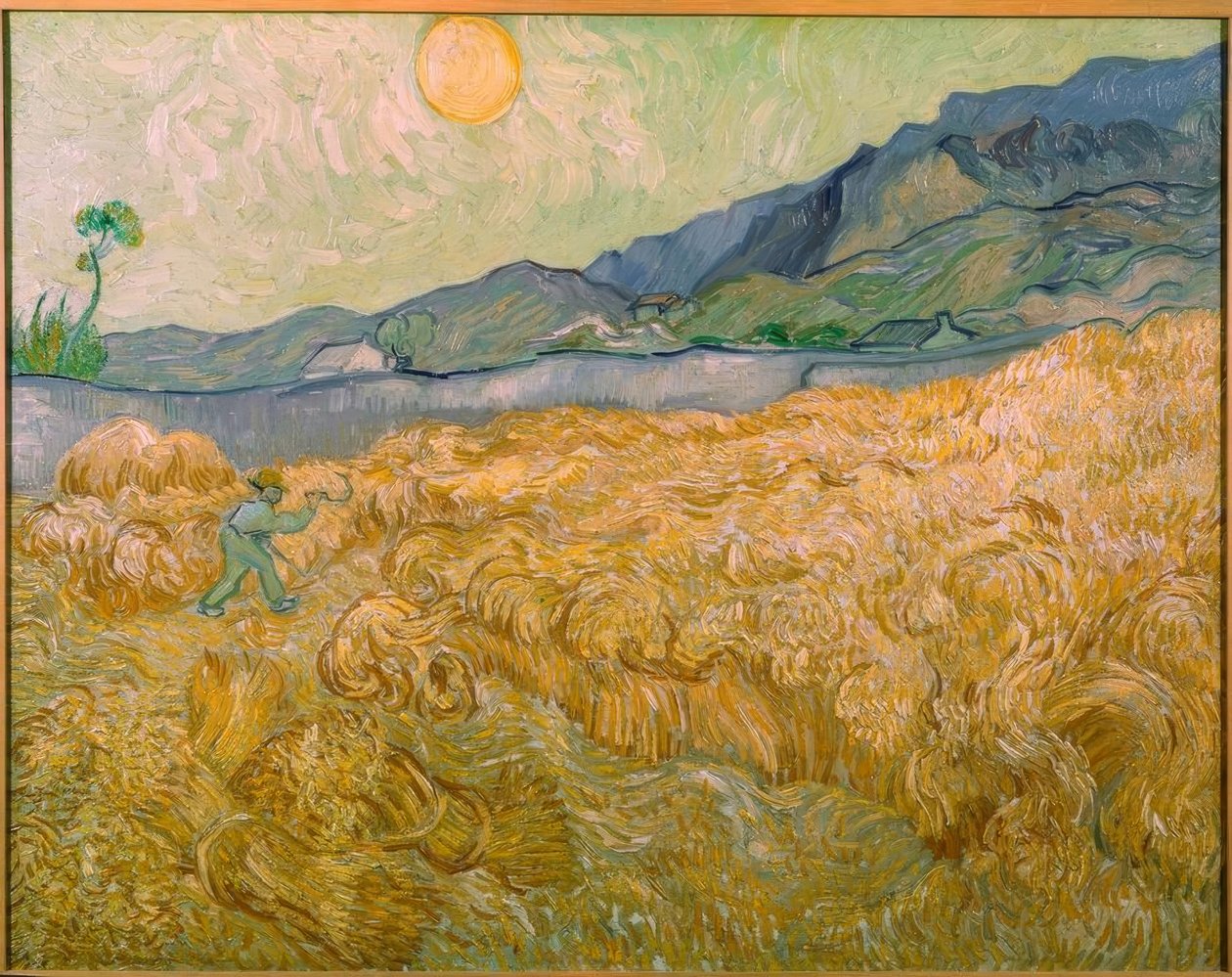 Hveteåker med høstere med stigende sol av Vincent van Gogh
