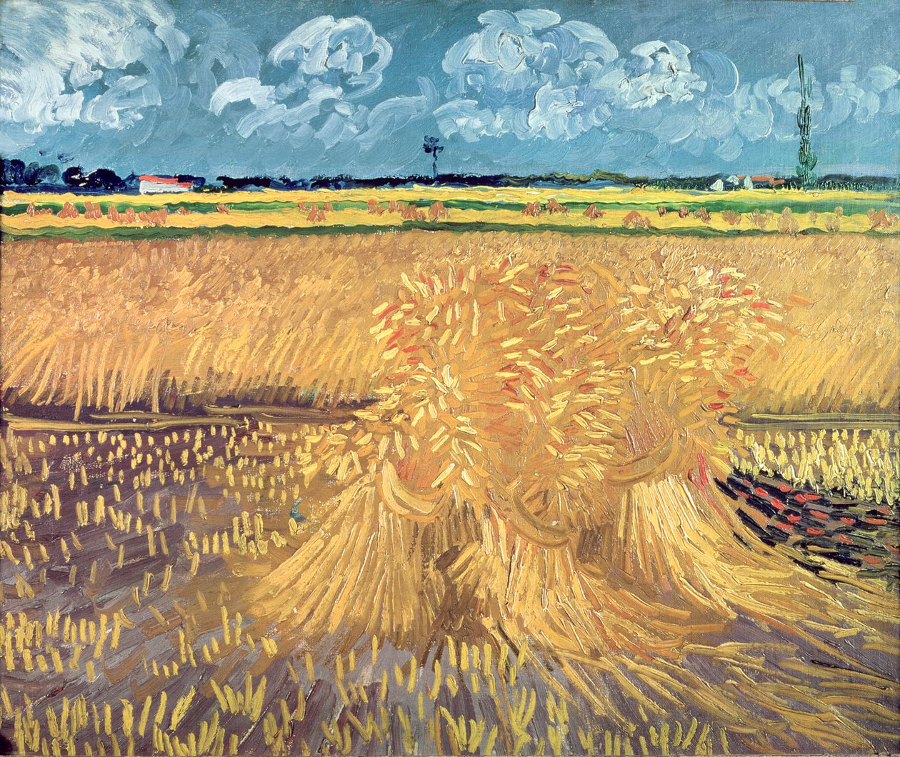 Wheatfield with Sheaves, 1888 av Vincent van Gogh