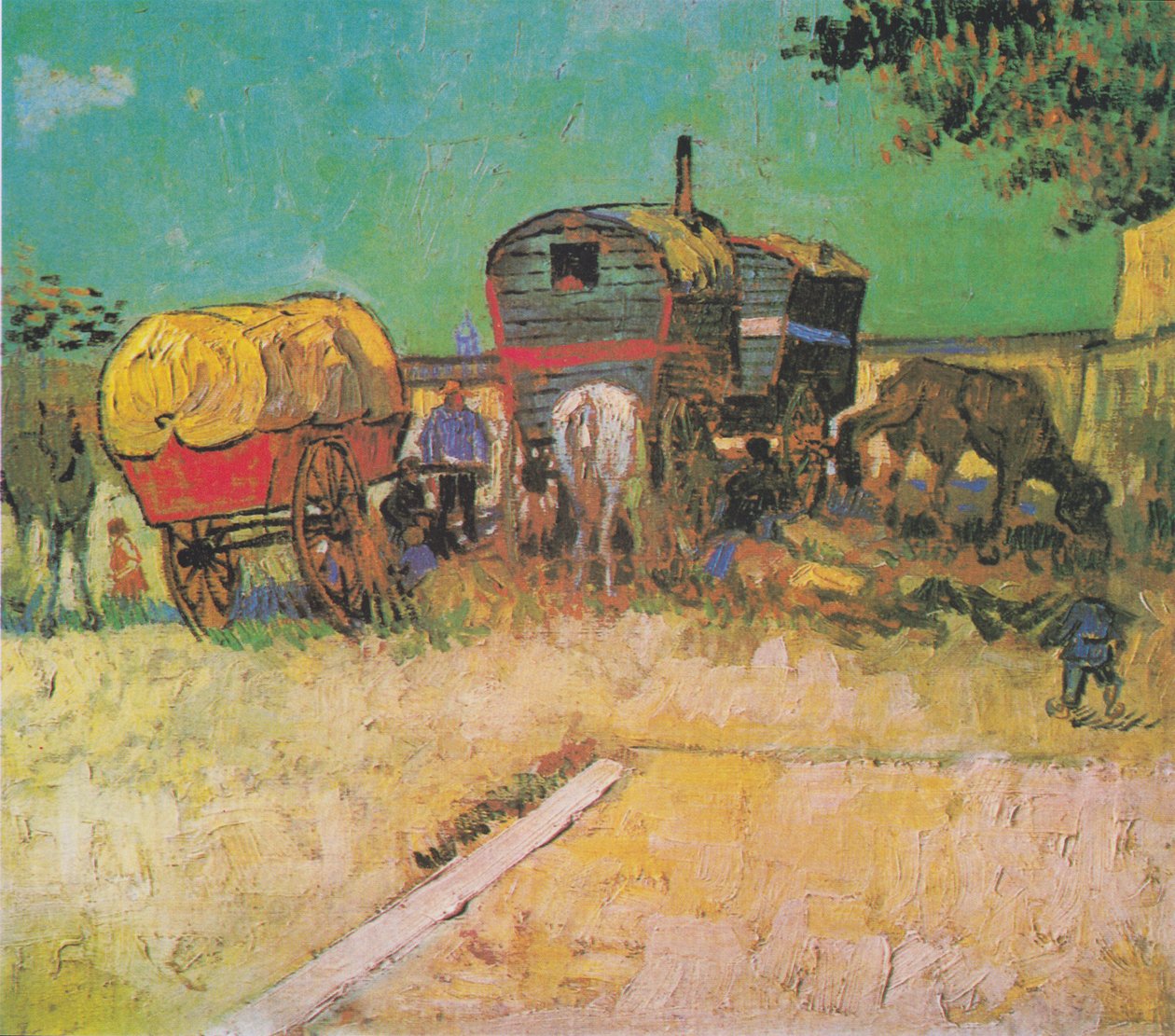 Sigøynerleir med hest og kjerre av Vincent van Gogh