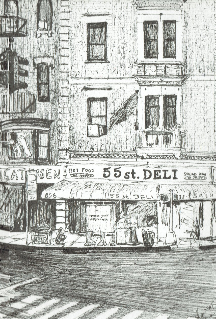 55th street New York, 2003, (blekk på papir) av Vincent Alexander Booth