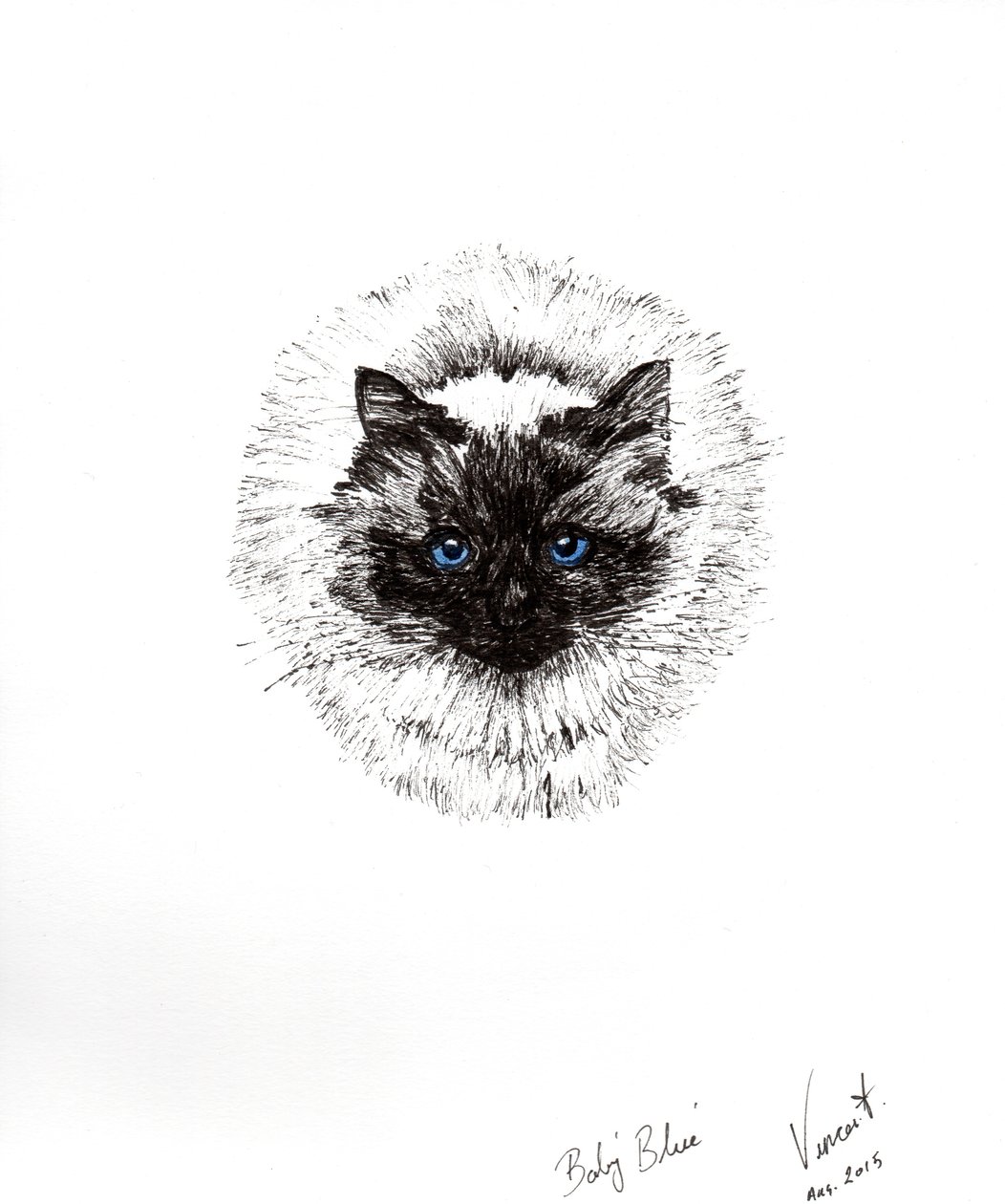 Babyball, 2015, (blekk på papir) av Vincent Alexander Booth