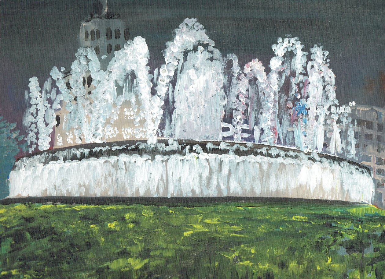 Barcelona natt, 1994, (akryl på lerretstavle) av Vincent Alexander Booth