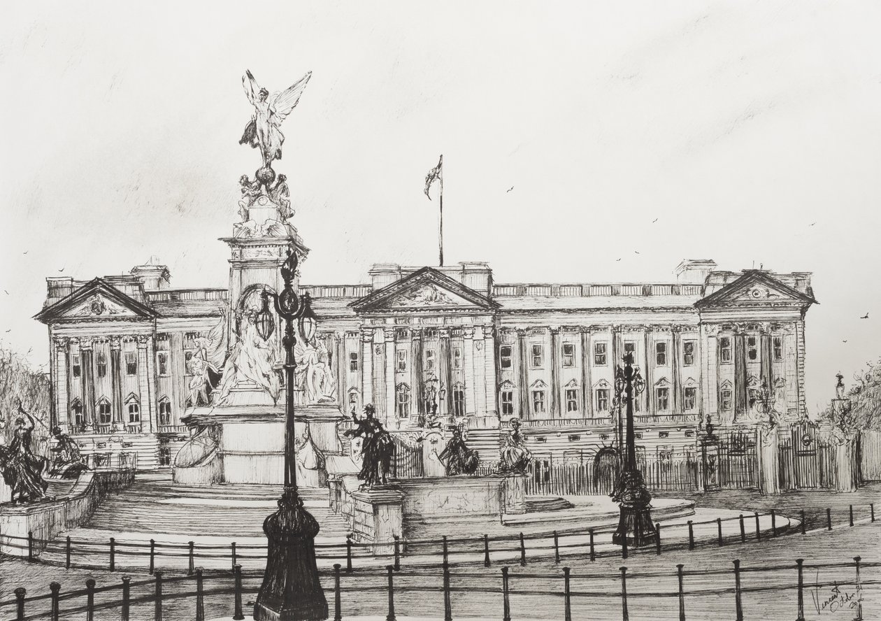 Buckingham Palace, London, 2006, (blekk på papir) av Vincent Alexander Booth