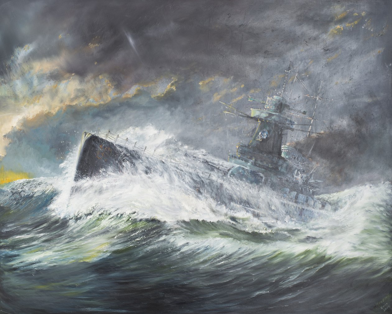 Graf Spee entrer det indiske hav 3. november 1939, 2006, (Olje på lerret) av Vincent Alexander Booth