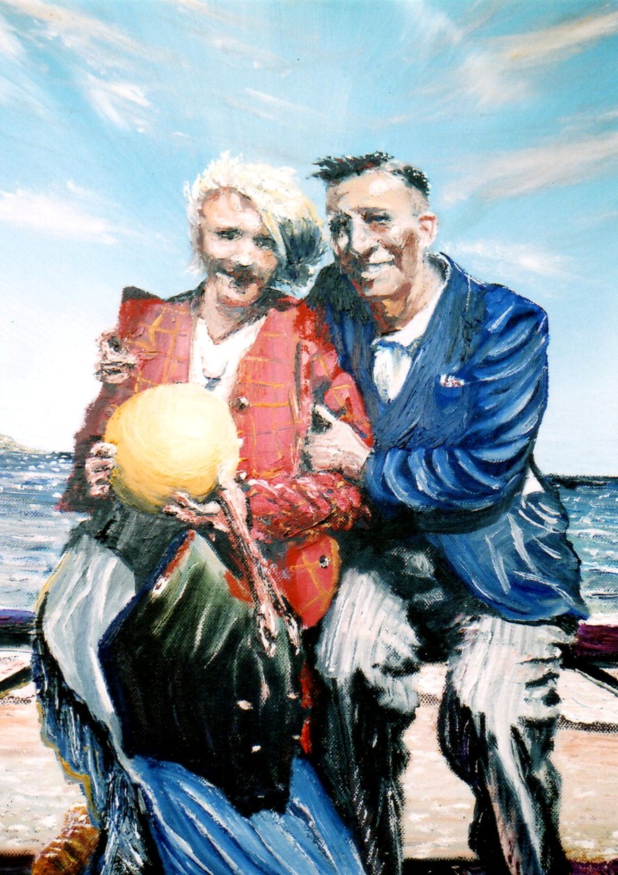 Bestefar og bestefar med ball ved sjøen, 2017 av Vincent Alexander Booth