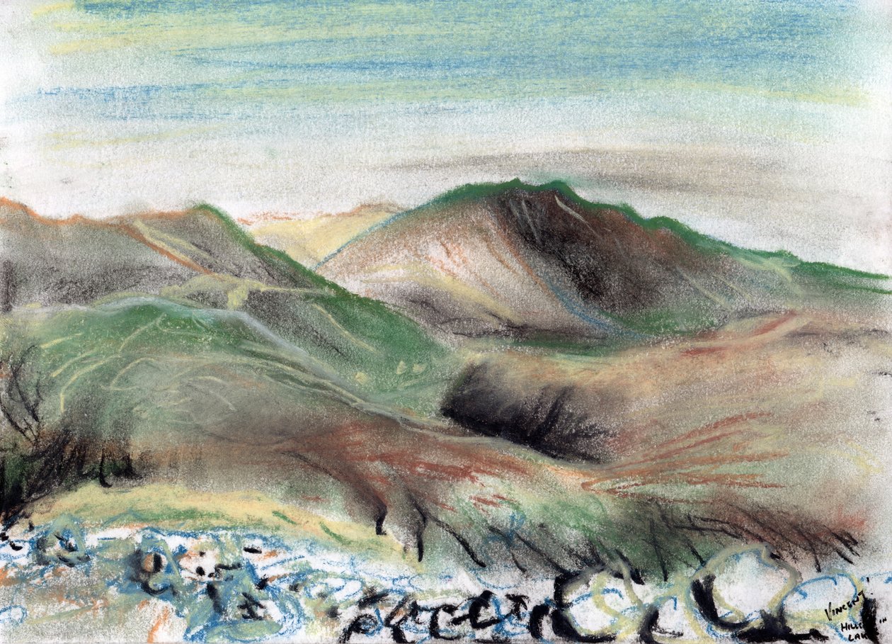 Hills in the Lake District, 2005, (pastell på papir) av Vincent Alexander Booth