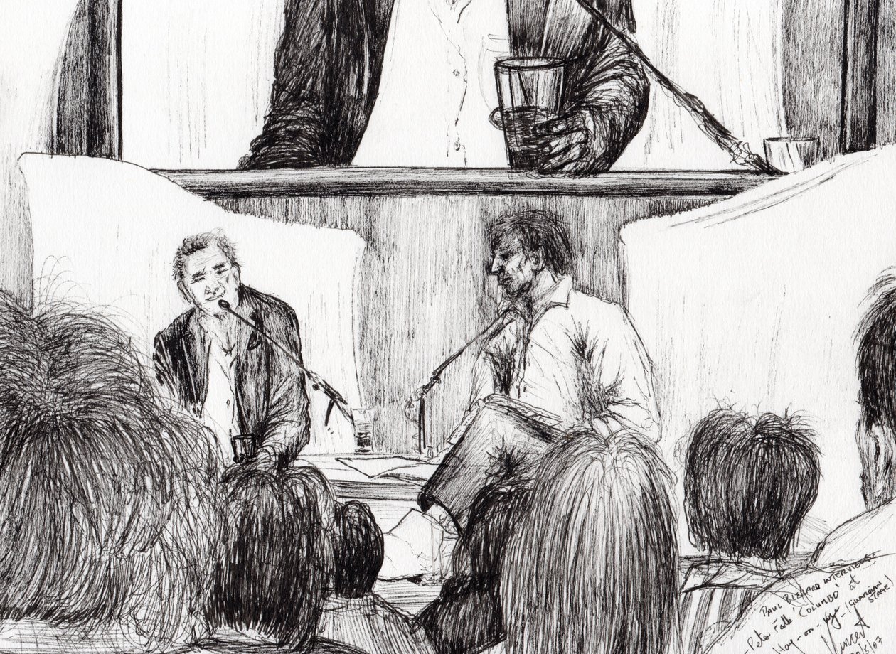 Intervju på Hay on Wye, 2007, (blekk på papir) av Vincent Alexander Booth