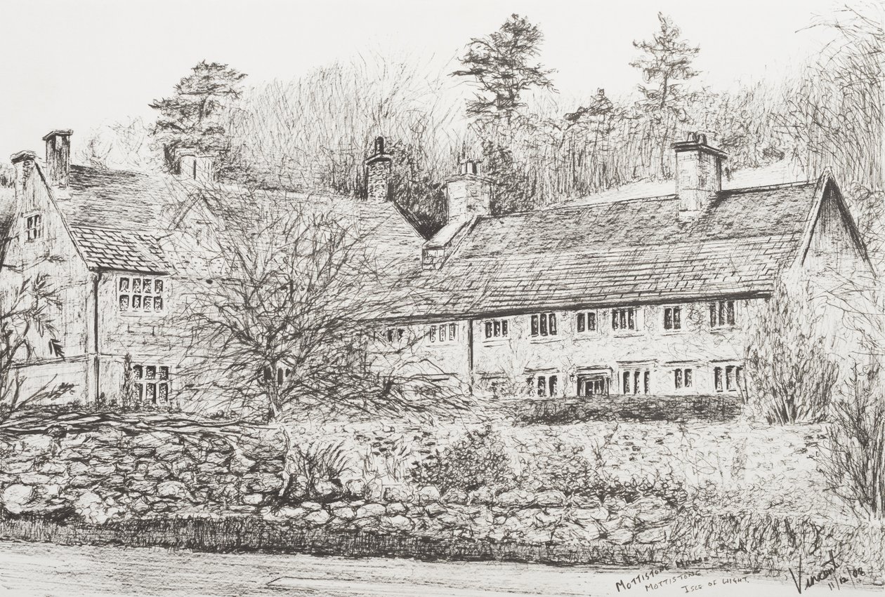 Mottistone Hall Isle of Wight, 2008 (blekk på papir) av Vincent Alexander Booth