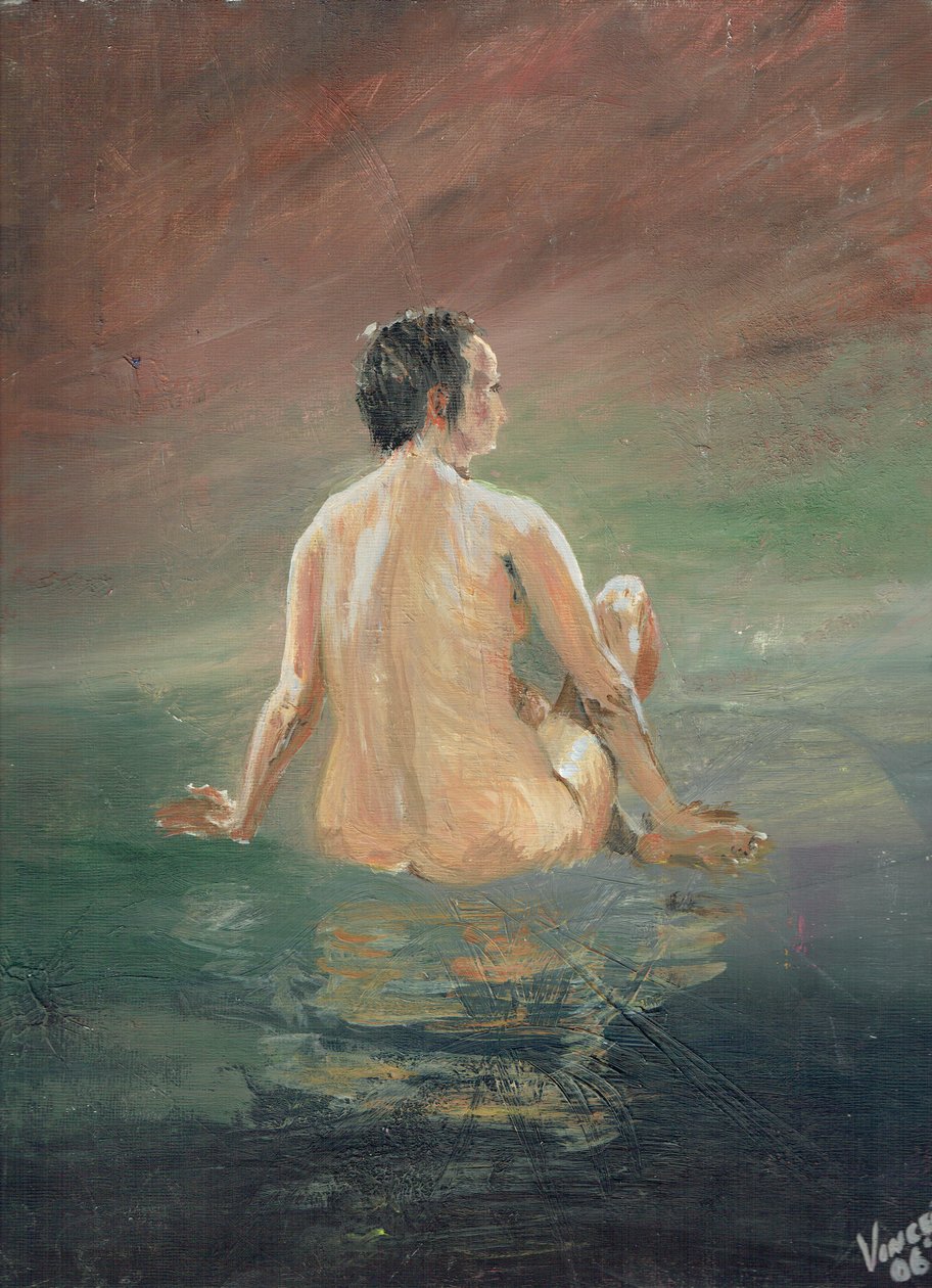 Naken, 2006, (akryl på lerretstavle) av Vincent Alexander Booth