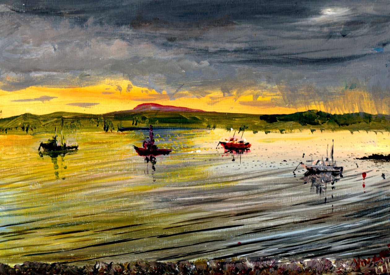 På Holy Island ved solnedgang, 2007 av Vincent Alexander Booth