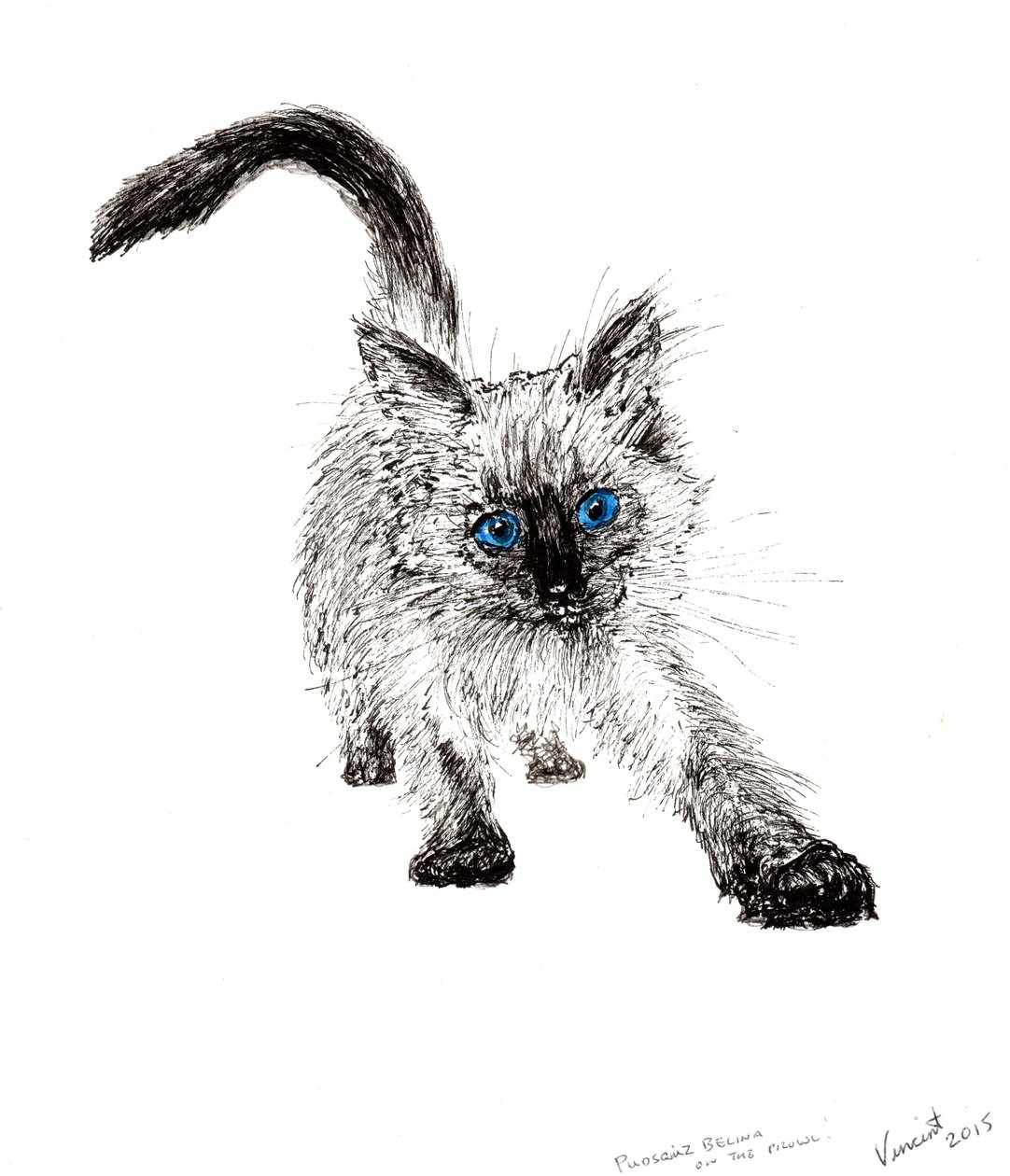 On the prowl !, 2015, (blekk på papir) av Vincent Alexander Booth