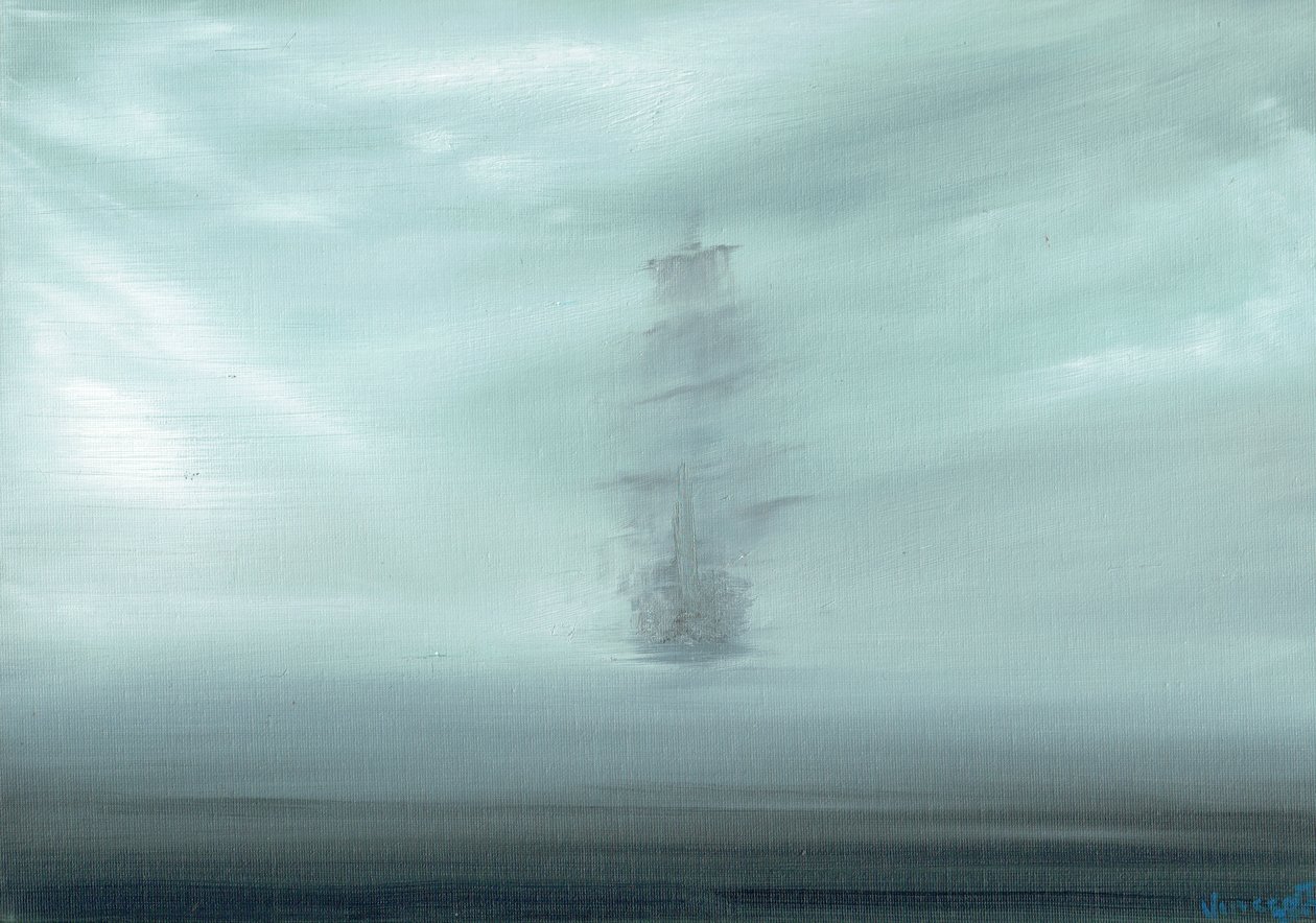 Pacific Dawn, 2017, (olje på lerretstavle) av Vincent Alexander Booth