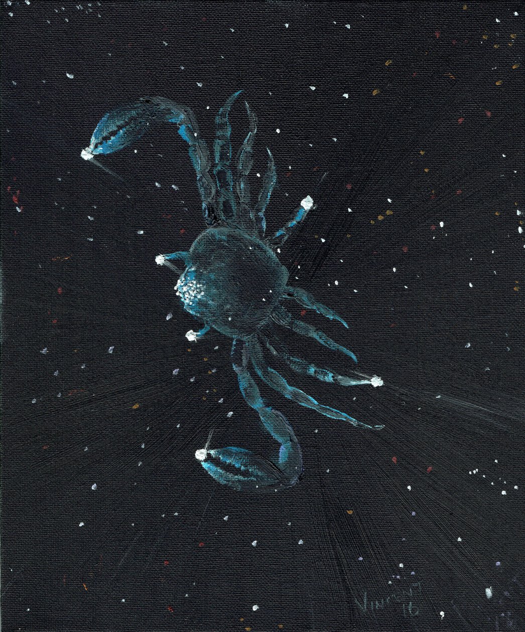 Stjernetegn Kreft, 2016, (olje på lerretstavle) av Vincent Alexander Booth