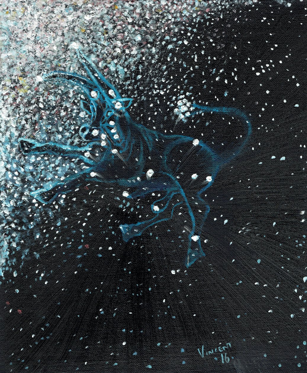 Stjernetegn Taurus, 2016, (olje på lerretstavle) av Vincent Alexander Booth