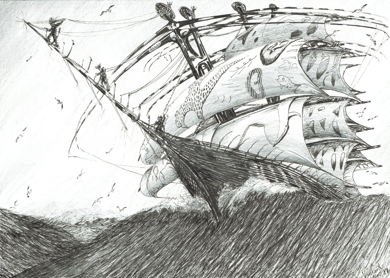 Storm Creators Barentshavet, 2017, (Blekk på papir) av Vincent Alexander Booth