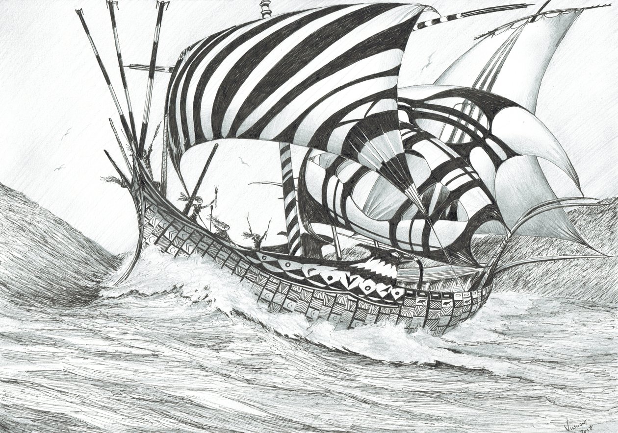 Storm Creators Ionian Sea, 2017, (blekk på papir) av Vincent Alexander Booth