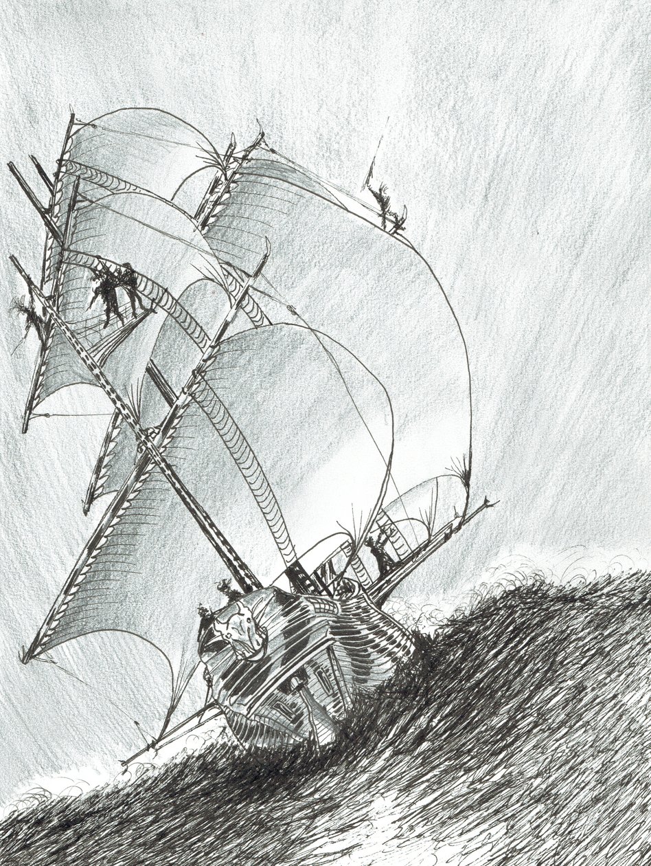 Storm Creators Molucca Sea, 2017, (blekk på papir) av Vincent Alexander Booth