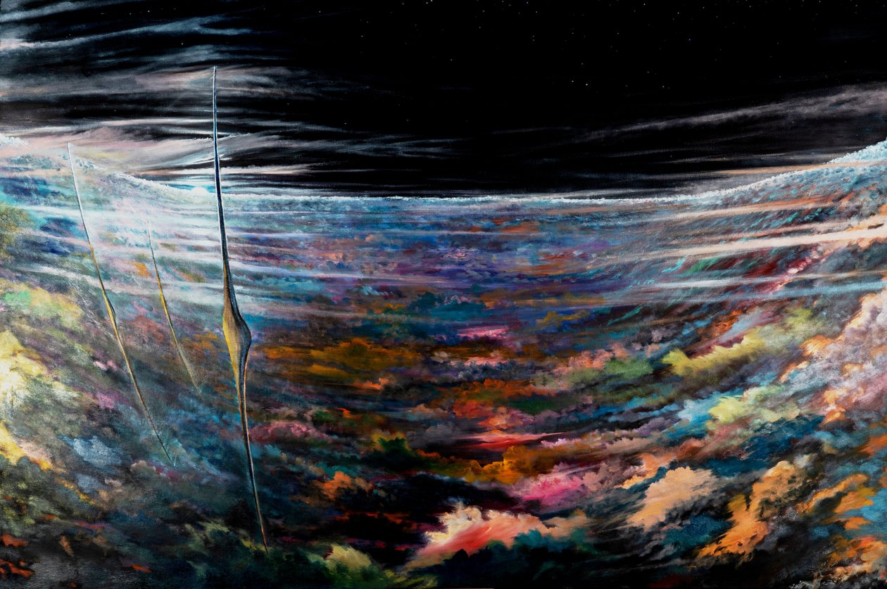 Storm Creators North Polar Vortex innenfor den sekskantede orkanen SATURN, 2021 av Vincent Alexander Booth