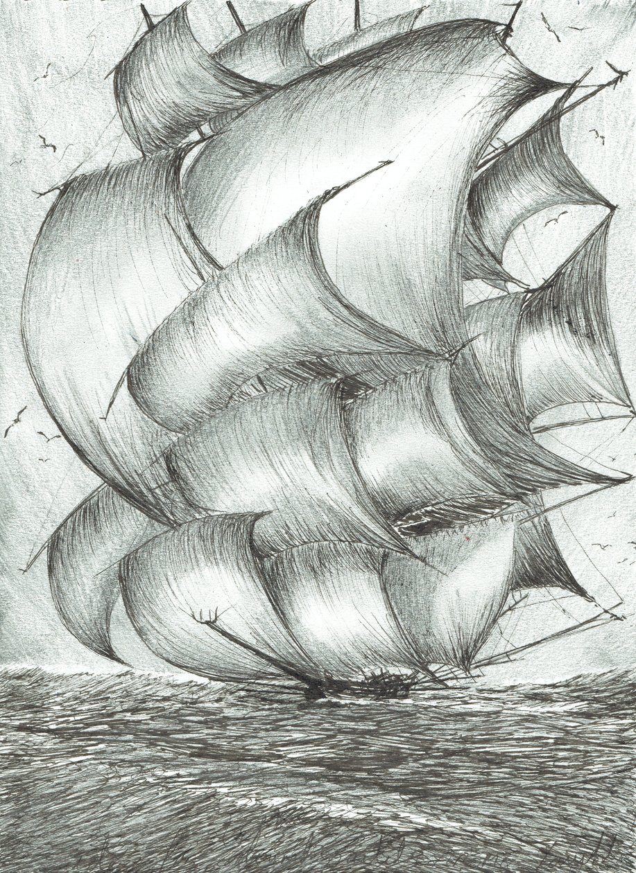 Storm Creators Sea of Okhotsk, 2017, (blekk på papir) av Vincent Alexander Booth