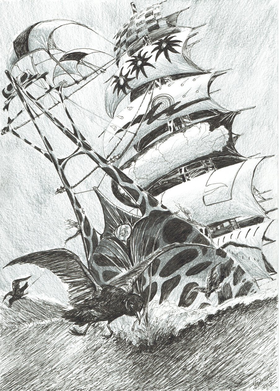 Storm Creators Timor Sea, 2017, (blekk på papir) av Vincent Alexander Booth