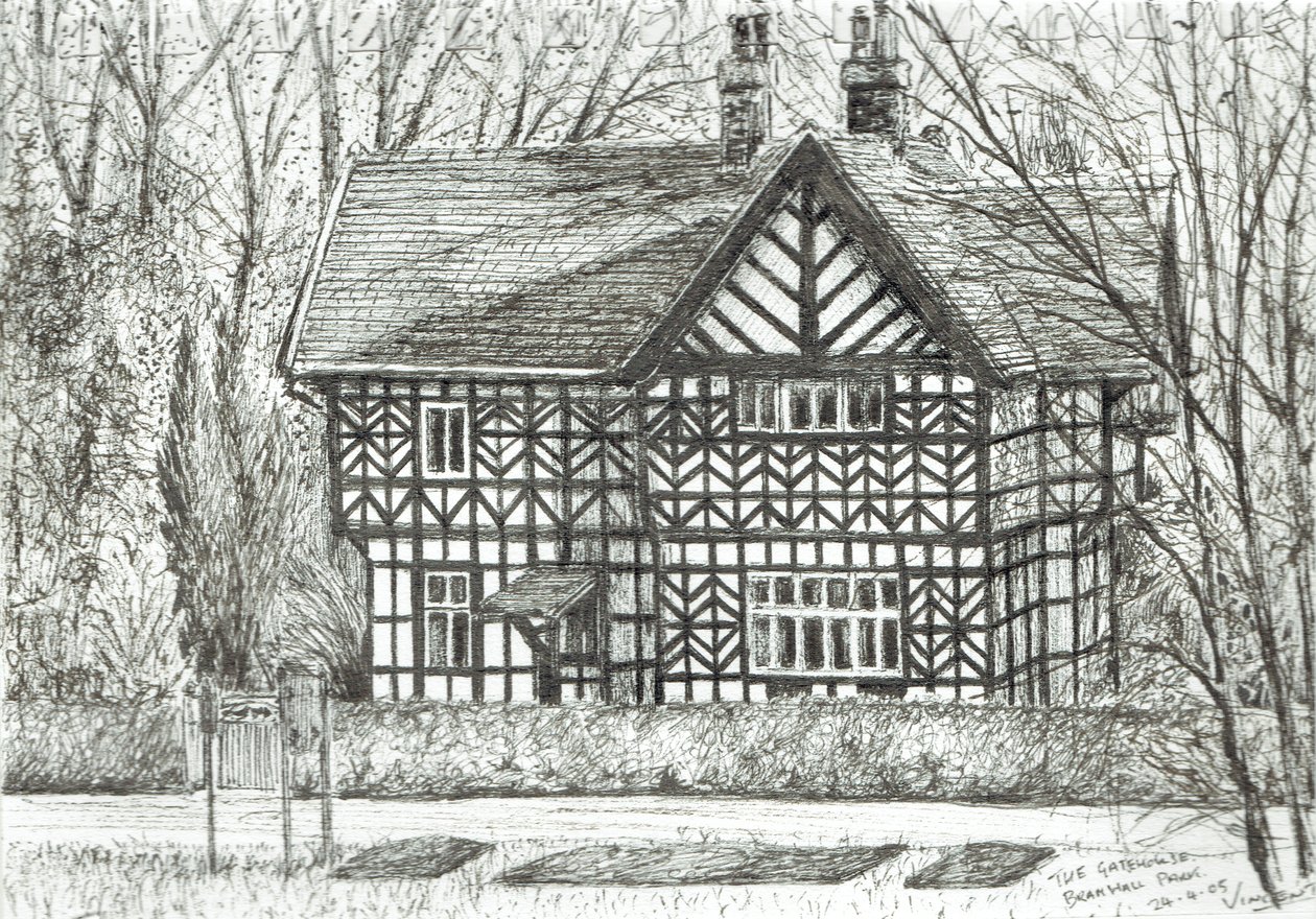 The Gatehouse at Bramhall Park, 2007, (blekk på papir) av Vincent Alexander Booth
