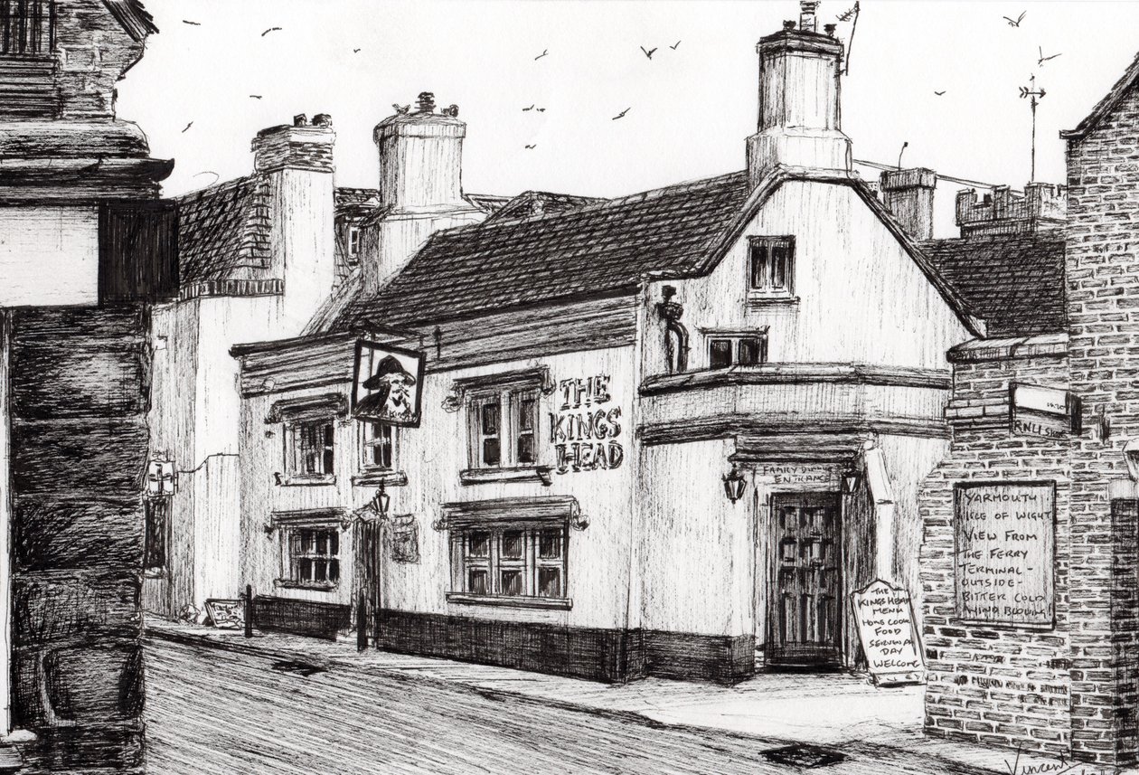 The Kings Head Yarmouth, 2008, (blekk på papir) av Vincent Alexander Booth