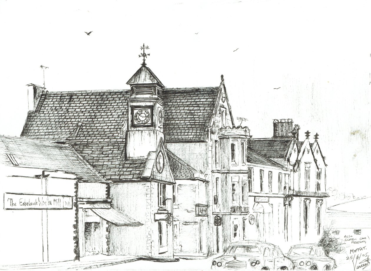 Stjernehotellet, Moffat. 2005, (blekk på papir) av Vincent Alexander Booth