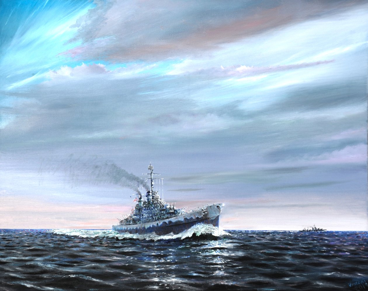 USS Atlanta patruljerer Canal Guard 1942, av Vincent Alexander Booth