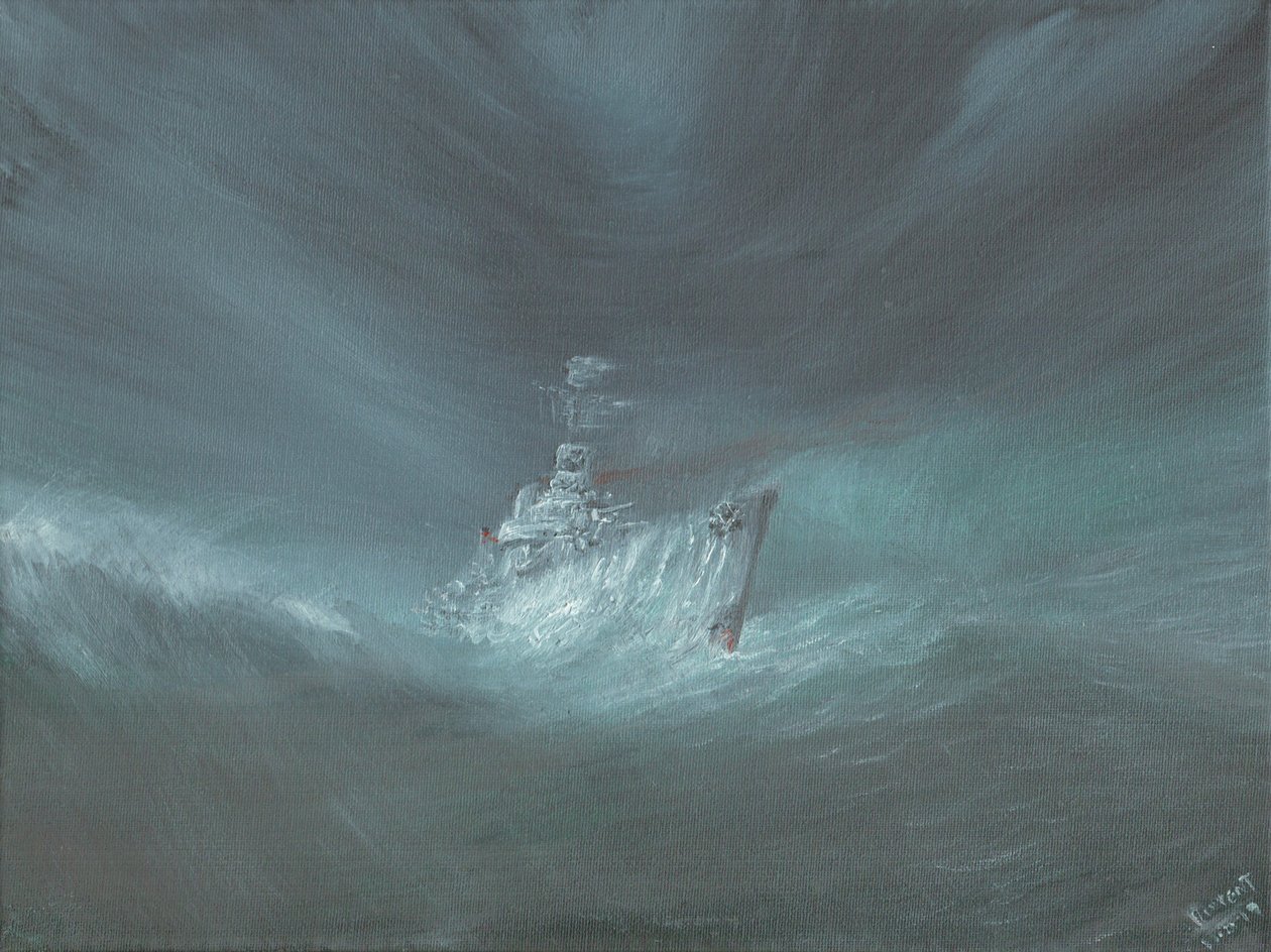 USS Warrington tapte i orkanen utenfor Bahamas 13. september 1944, 2019 av Vincent Alexander Booth