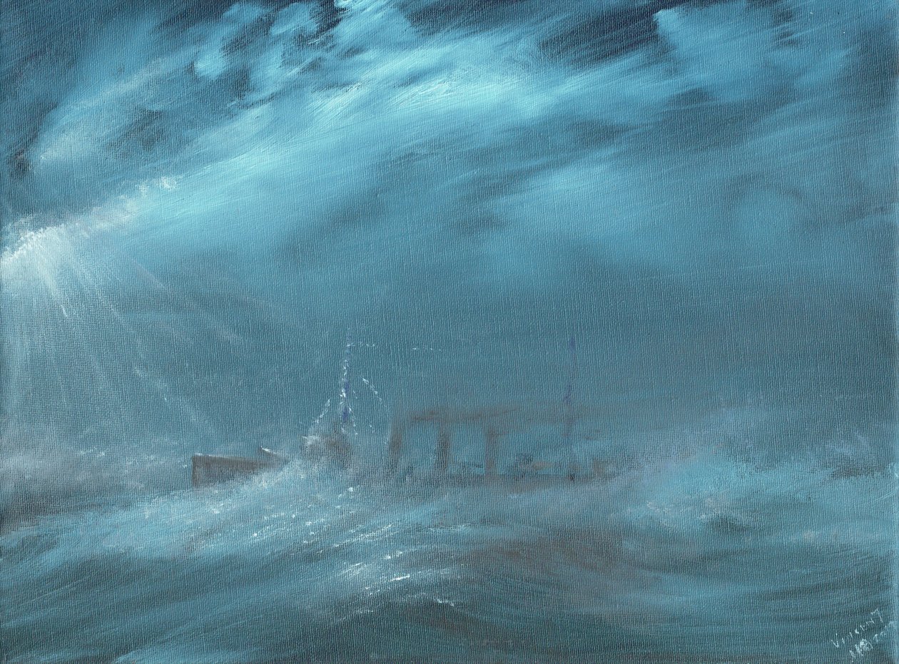Amerikansk destroyer i en storm på havet 1917, 2019 av Vincent Alexander Booth