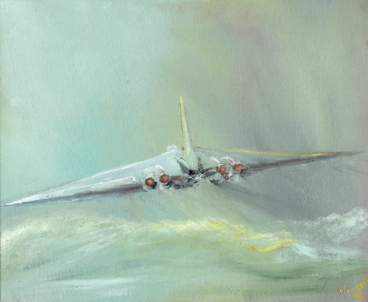 Vulcan B1 sortie, 2016, (olje på lerretstavle) av Vincent Alexander Booth