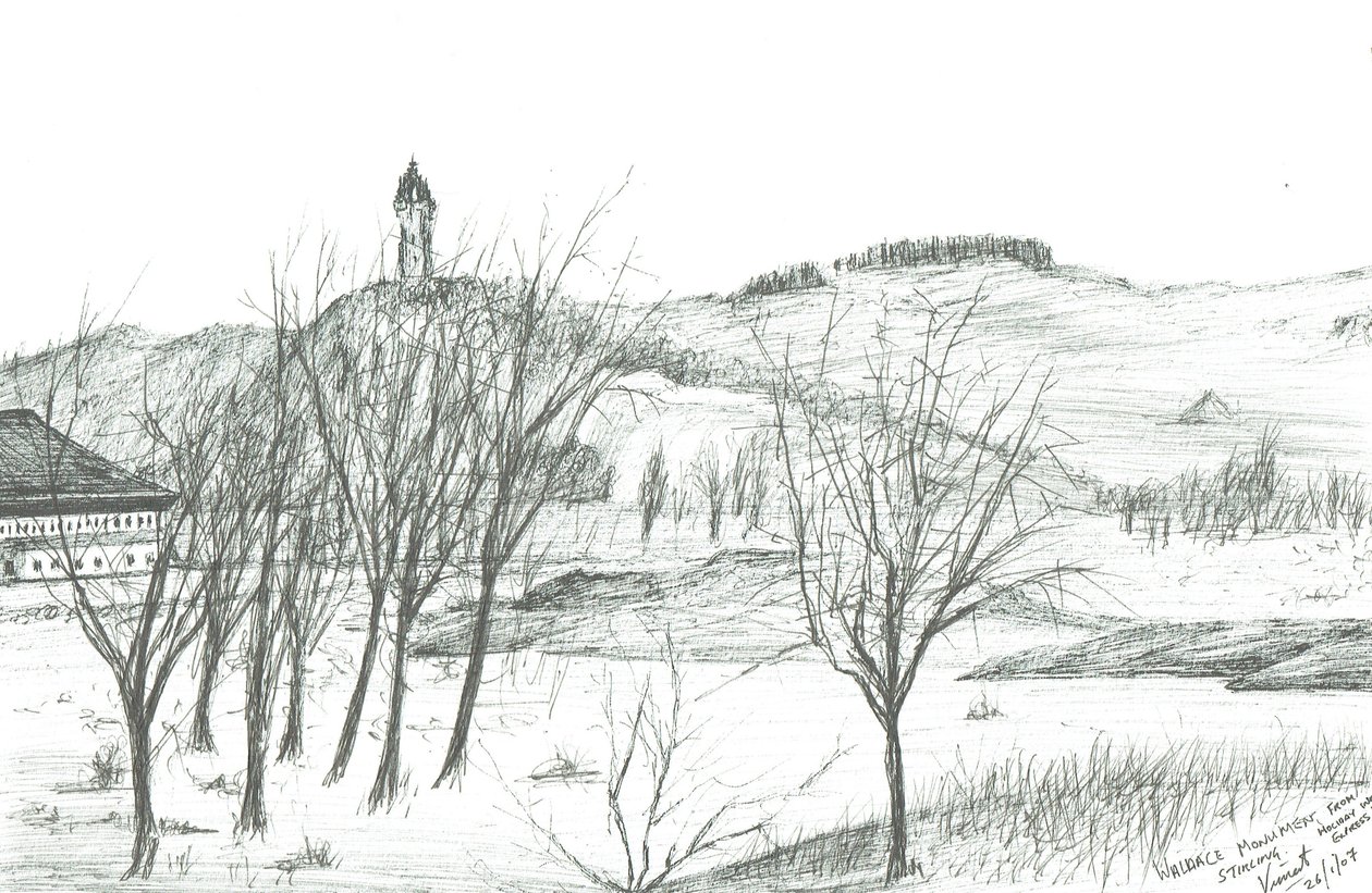 Wallace-monumentet; 2007; (blekk på papir) av Vincent Alexander Booth