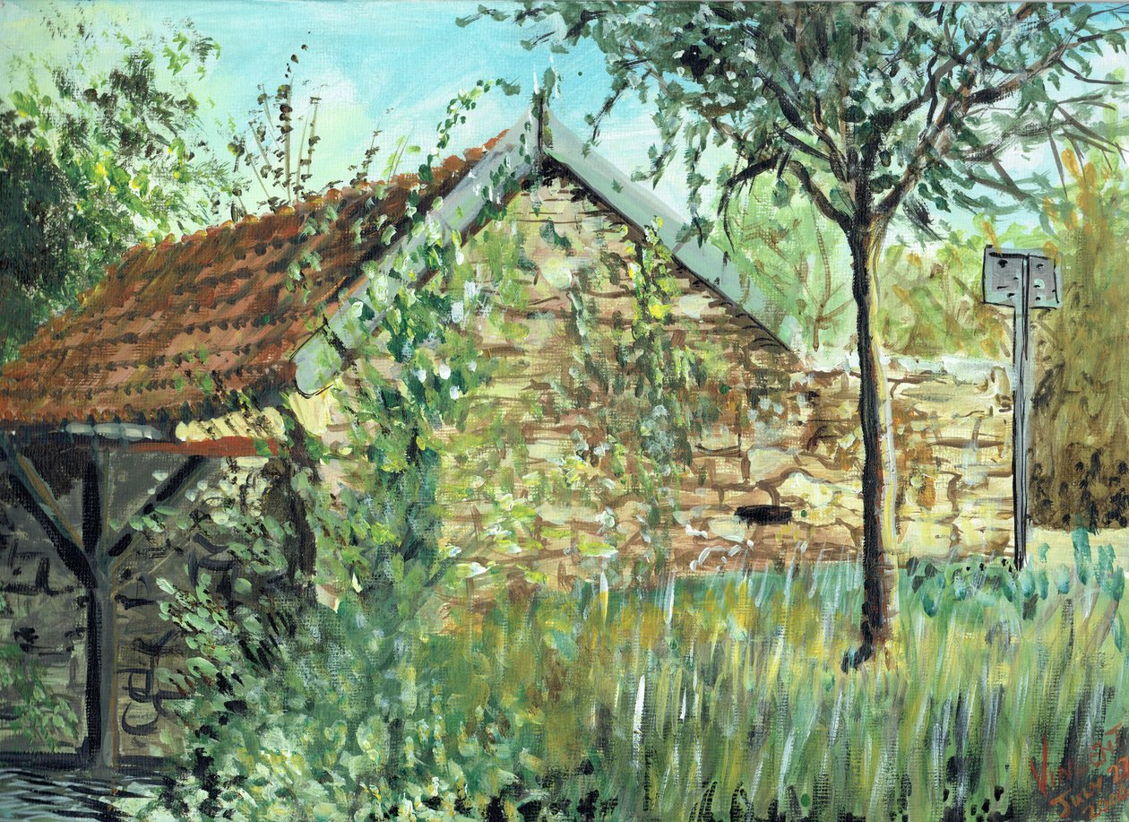 Wash Hut i Laignes, 2006, (akryl på lerretstavle) av Vincent Alexander Booth