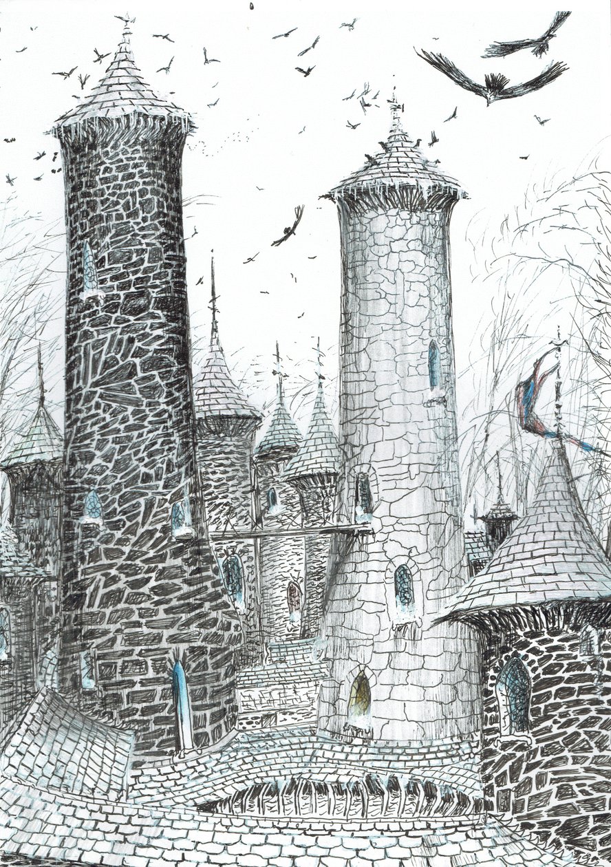 side 9, The Castle in the Forest of Findhorn, 2006, (blekk på papir) av Vincent Alexander Booth