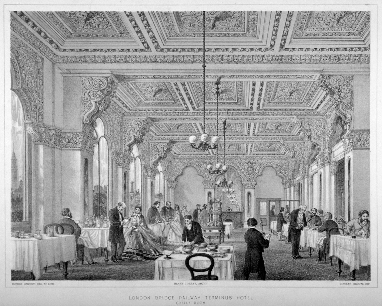 Kafferommet i London Bridge Railway Terminus Hotel, Bermondsey, London, 1860. av Vincent Brooks
