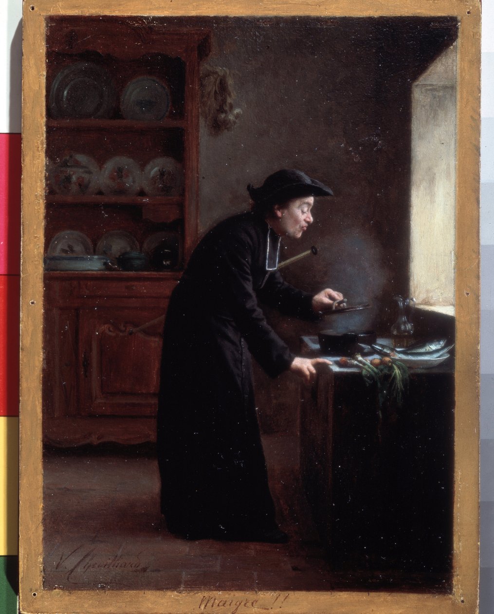 ""Skinny!"" (fastelavnskost) En kokekur i fastetiden. Maleri av Vincent Jean-Baptiste (Jean Baptiste) Chevilliard (1841-1904) Eremitagemuseet, St. Petersburg, Russland av Vincent Chevilliard
