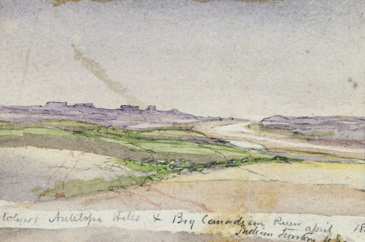 Antelope Hills and Big Canadian River, 1869 (akvarell på papir) av Vincent Colyer