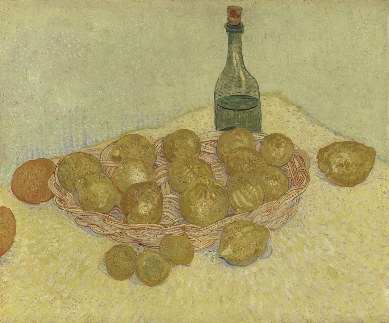 Kurv med sitron og flaske, 1888. av Vincent van Gogh