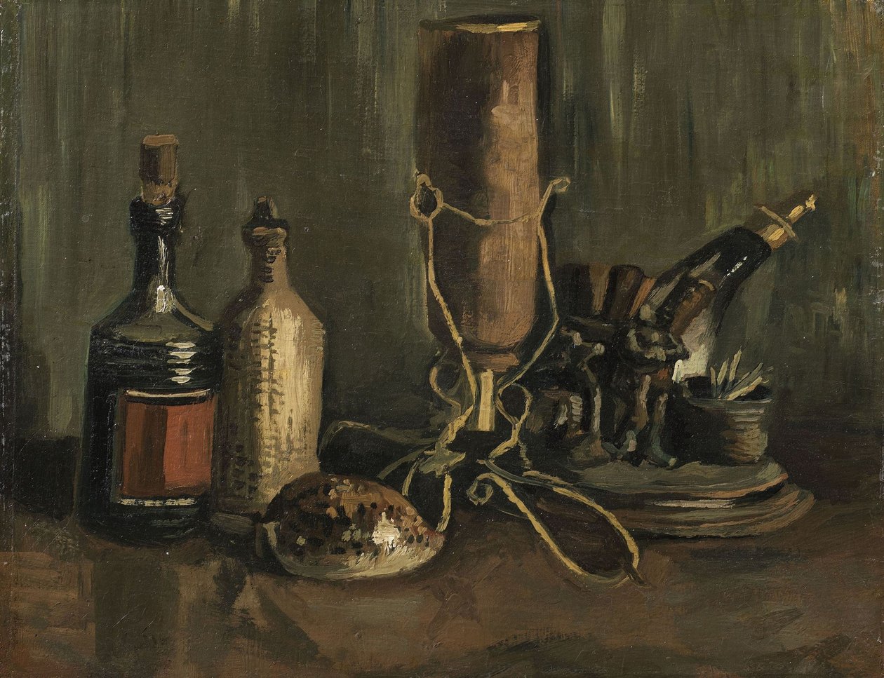 Stilleben med flasker og skall, 1884. av Vincent van Gogh
