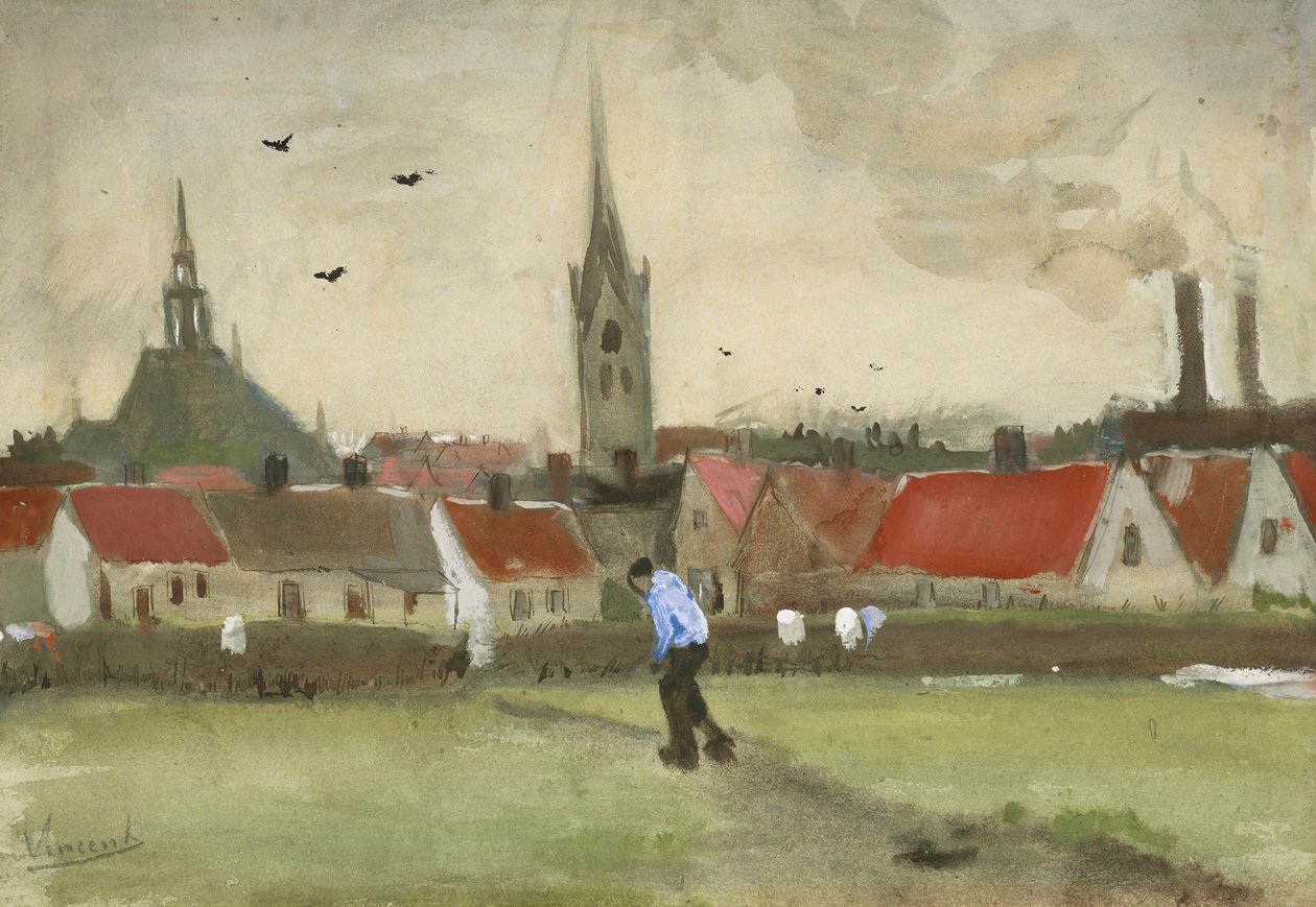 Utsikt over Haag med Nieuwe Kerk, 1882. av Vincent van Gogh