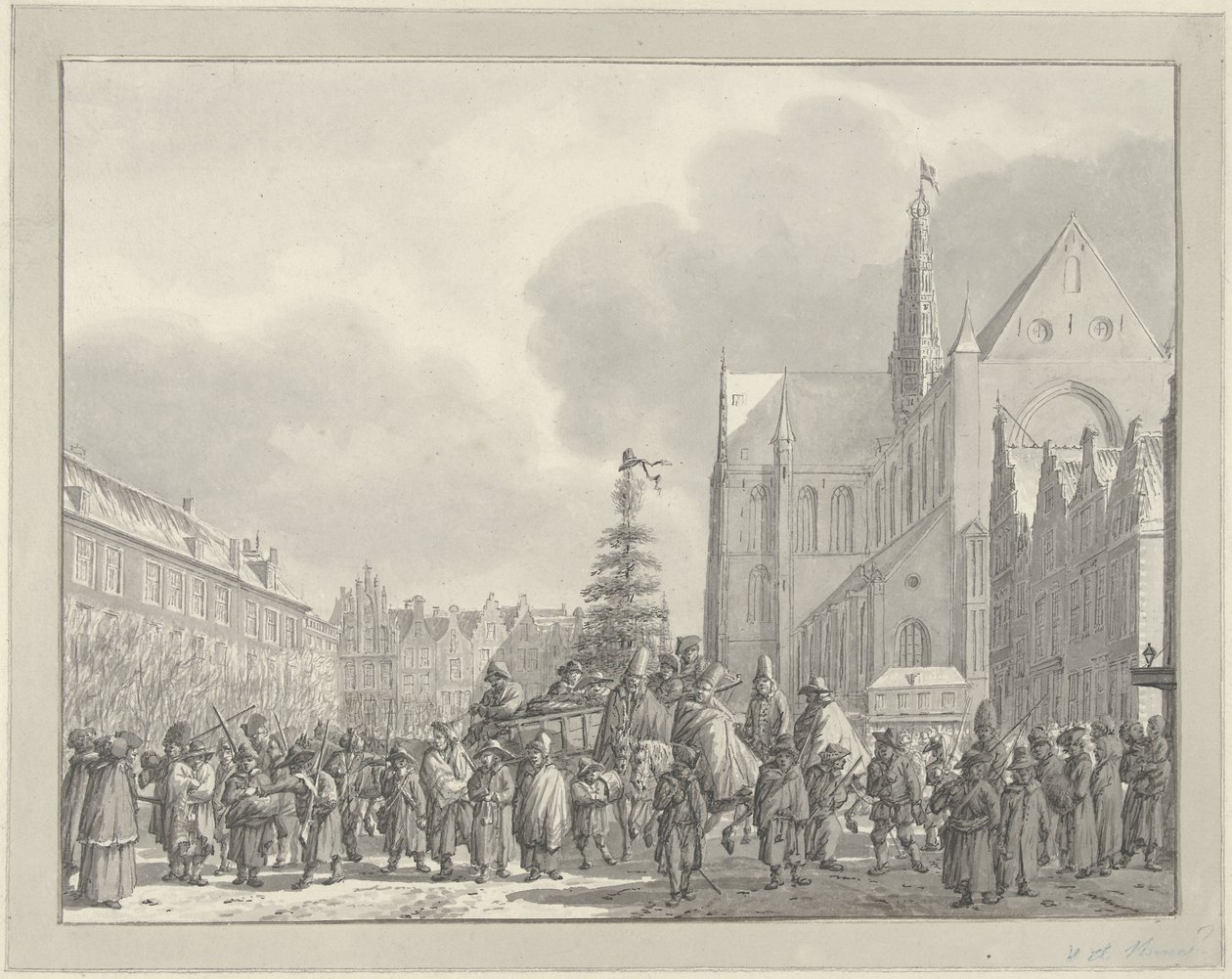 Franskmennenes ankomst på Grote Markt i Haarlem, 1795 av Vincent Jansz. van der Vinne