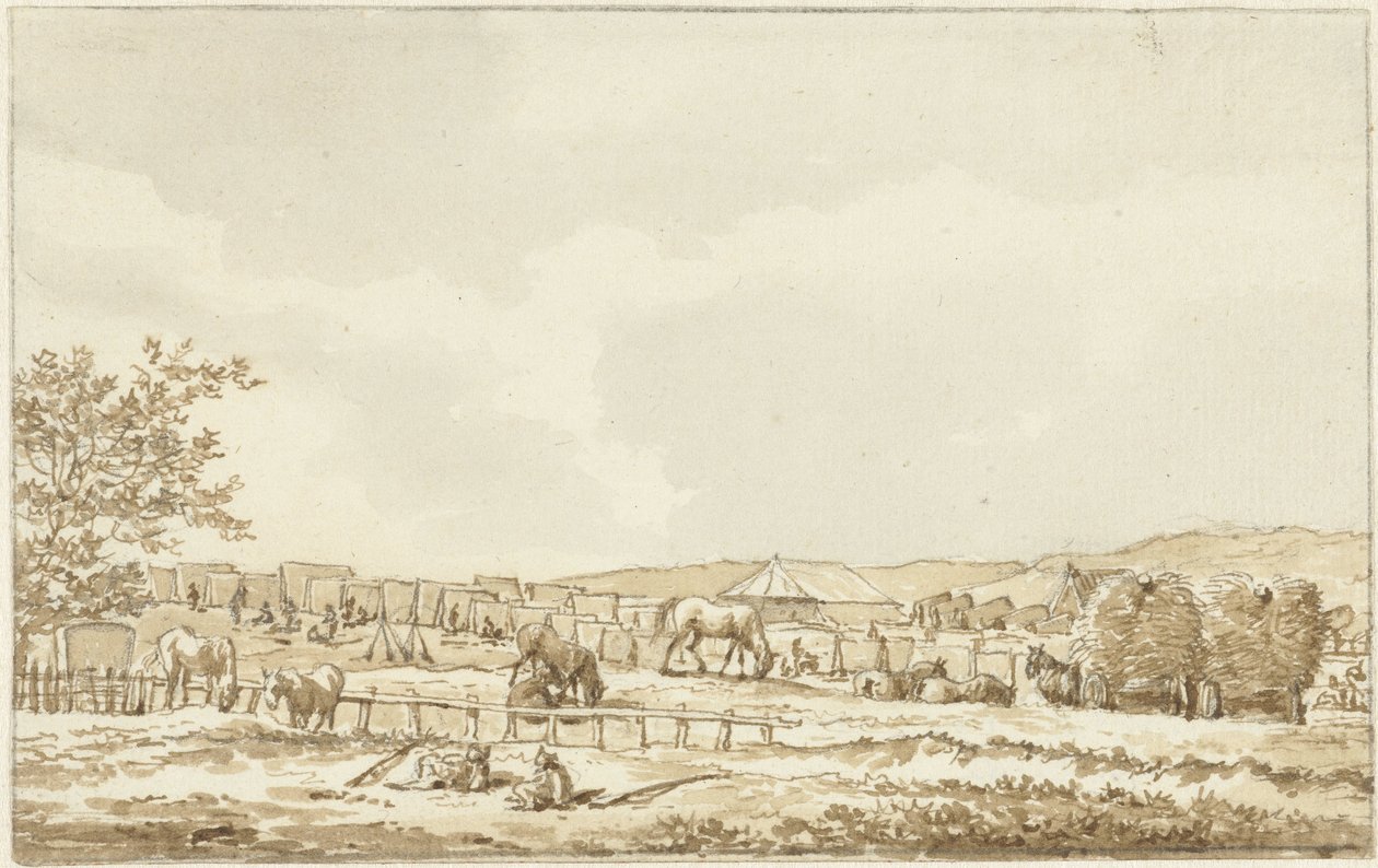 Hærens leir på Droogberg i Overveen, 19. september 1787 av Vincent Jansz. van der Vinne