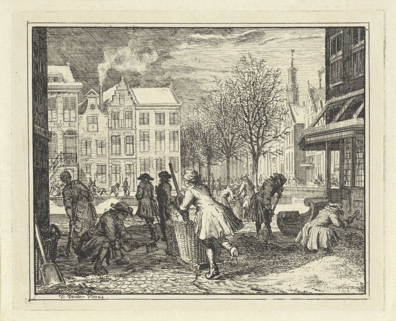 Herrer jobber i en gate av Vincent Laurensz. van der Vinne (II)