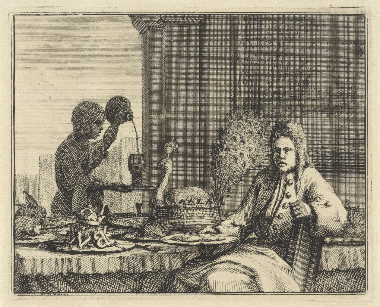 Mann ved et dekket bord av Vincent Laurensz. van der Vinne (II)