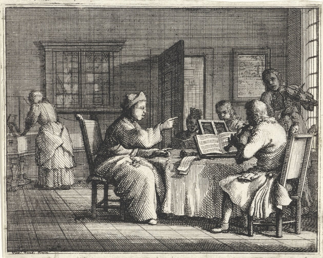 Musikklærer med elever av Vincent Laurensz. van der Vinne (II)