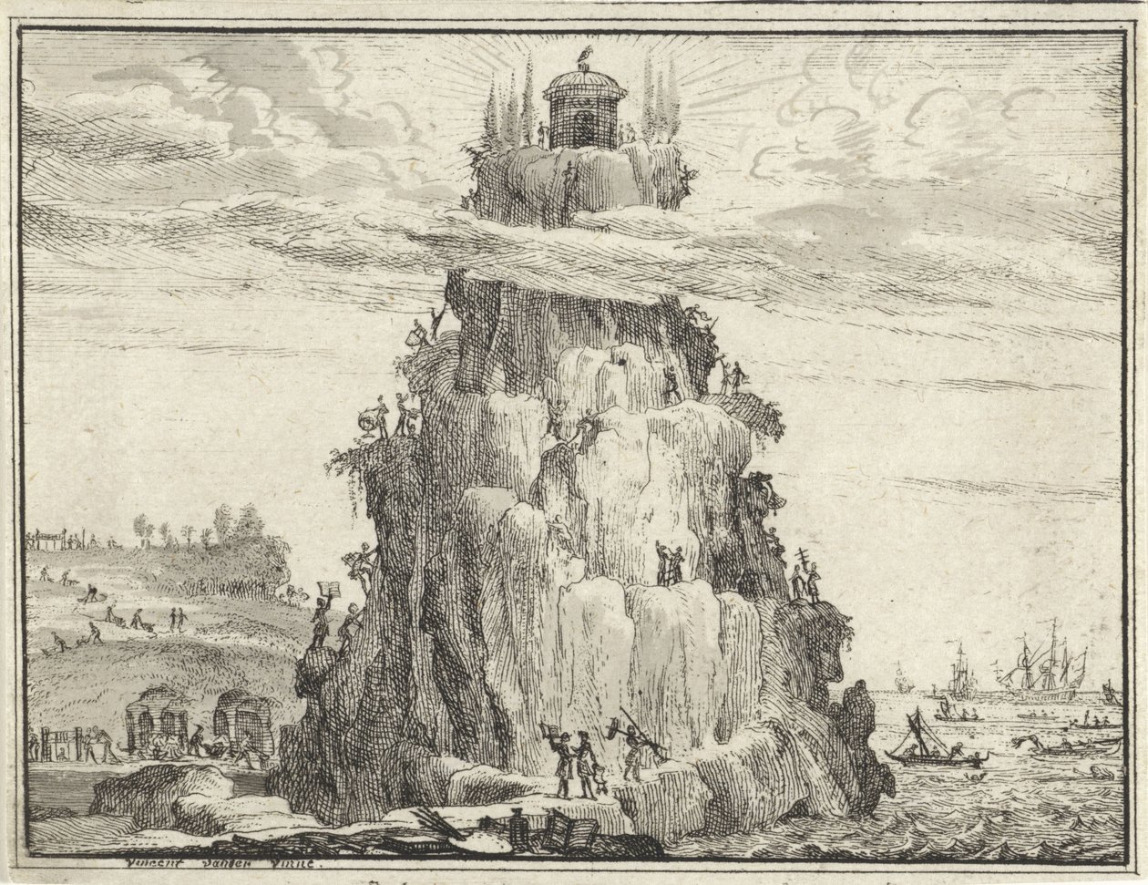 Visdommens tempel på en stein av Vincent Laurensz. van der Vinne (II)