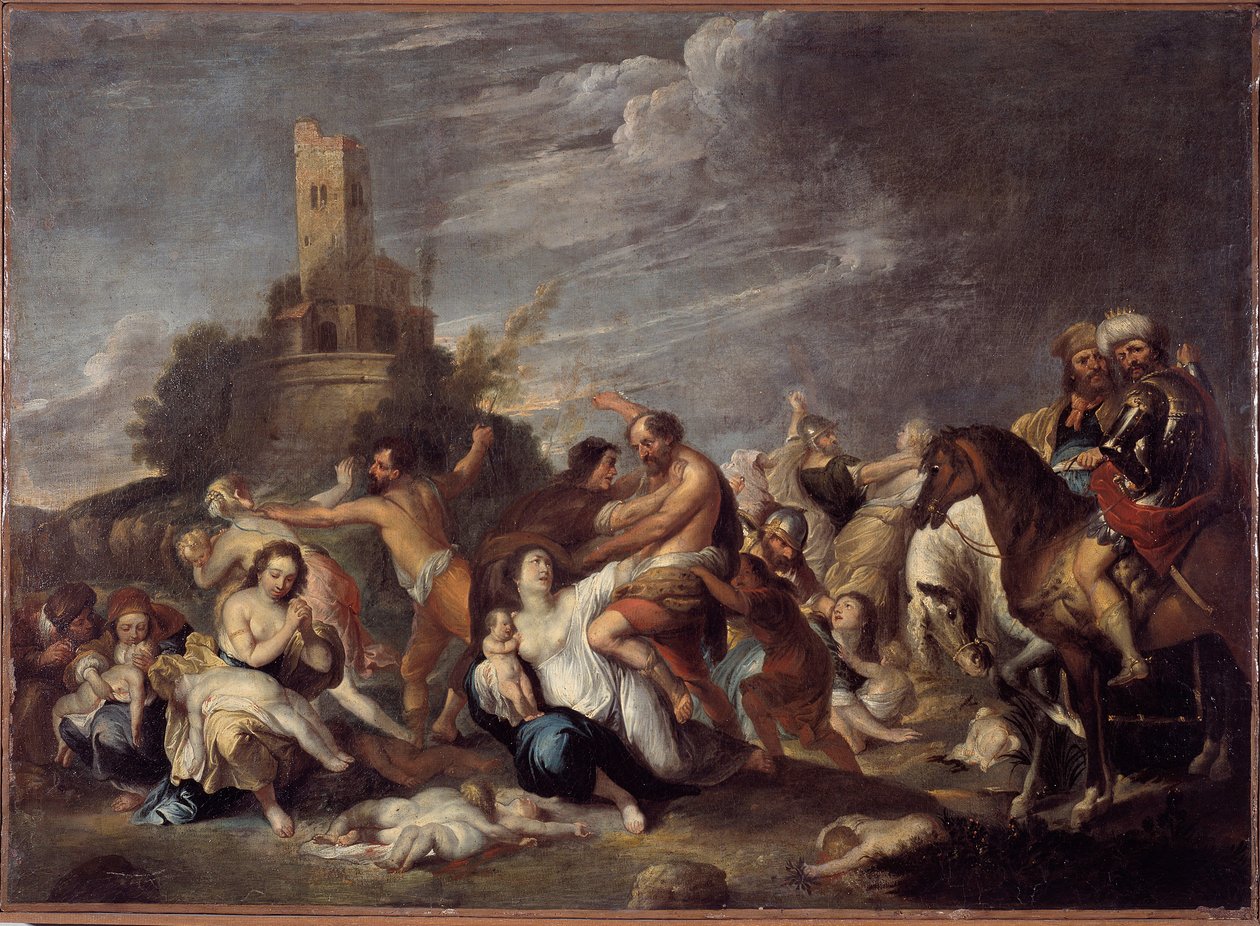 The Massacre of the Innocents Maleri av Vincent Malo (ca. 1600-1650) 1634 Fra Oratory San Silvestro, Genes Musei di Strada Nuova (ex Palazzo Bianco) gener av Vincent Malo