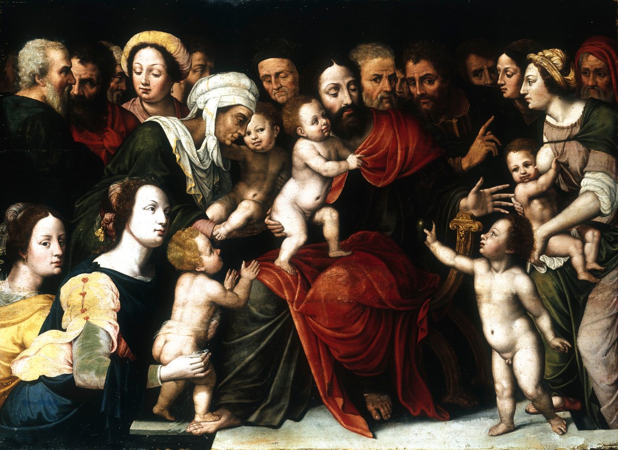 Jesus med de små barna, c1559-1589 av Vincent Sellaer