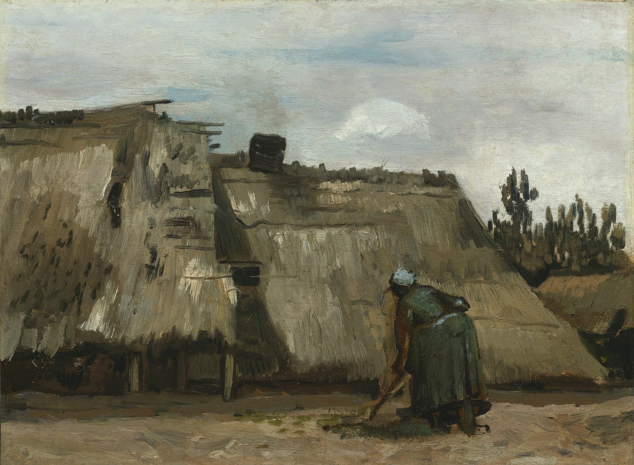En bondekvinne graver foran hytten sin, ca. 1885. av Vincent van Gogh
