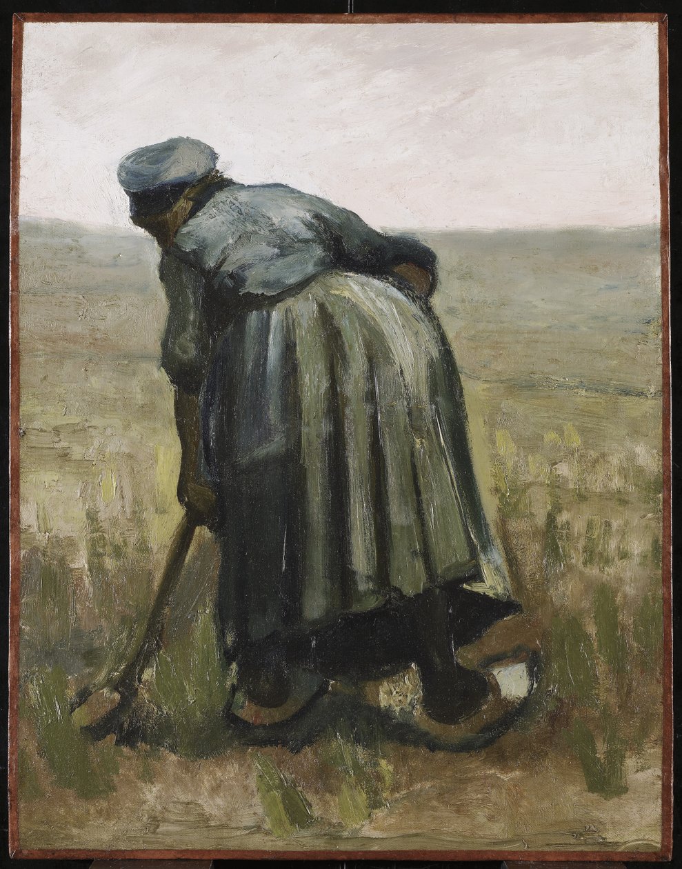 En kvinne med en spade, sett bakfra, 1885 (olje på lerret på trepanel) av Vincent van Gogh